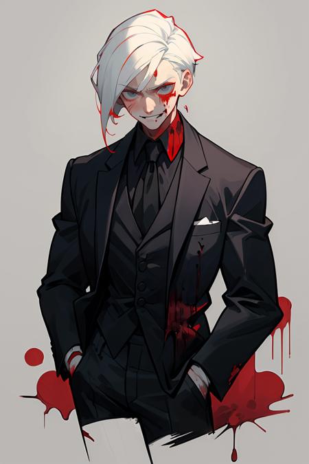 01819-3614952652-(best quality, masterpiece), 1boy, upper body, injury, blood splatter, blood, formal, looking down, looking at viewer, white hai.png